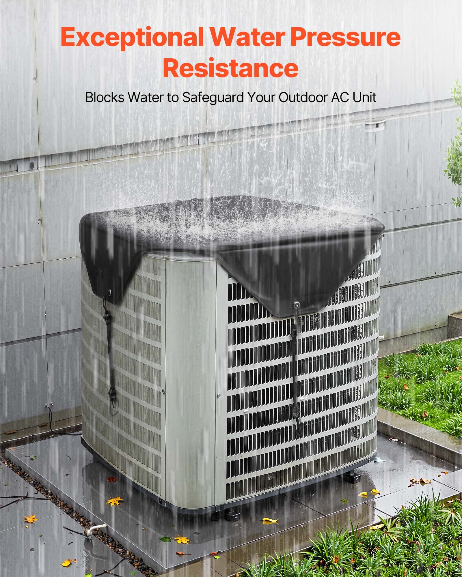 VEVOR Air Conditioner Cover for Outside Units, 810 x 810 mm Central AC Cover for Air Conditioning Unit, Top Universal Mesh Defender Rainproof Easy Install for Outdoor Outside All Seasons, Black