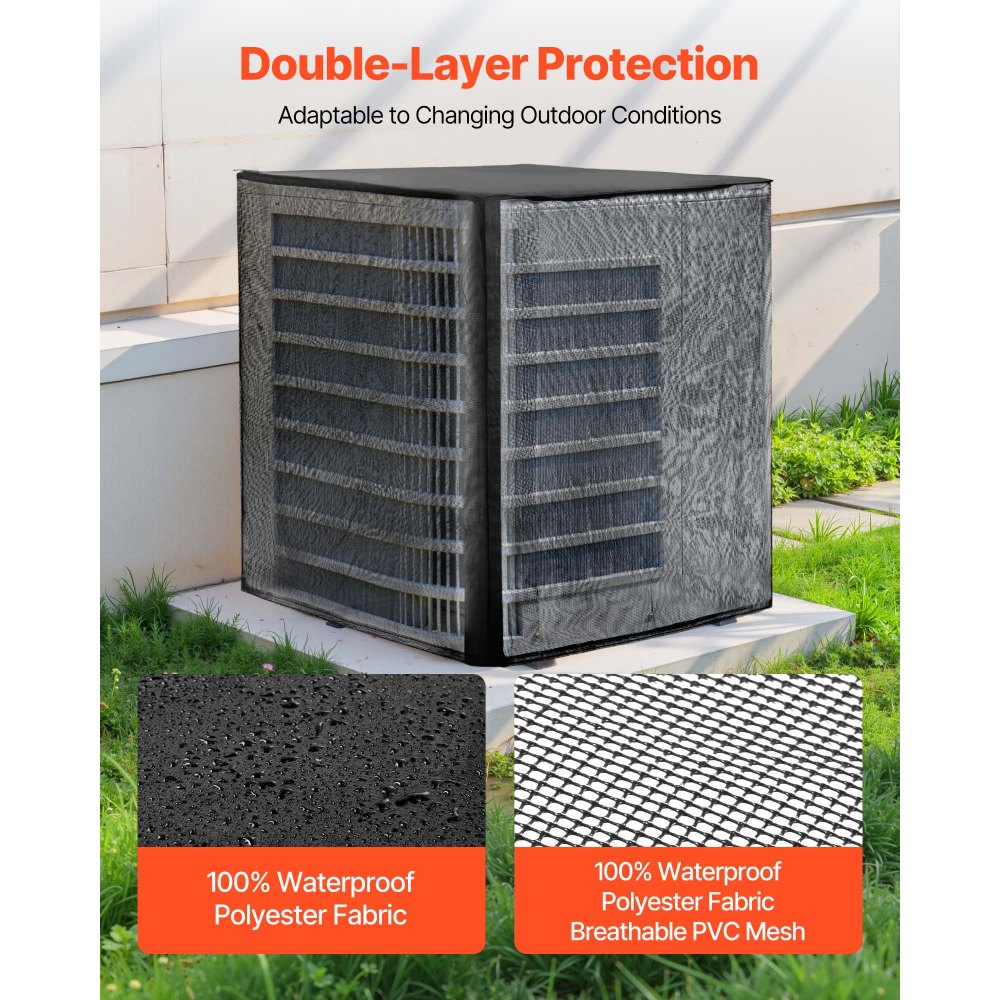 VEVOR Air Conditioner Cover, 711 x 711 x 812 mm Ac Cover for Air Conditioning Unit, Dual-Layer, Detachable Canopy,Waterproof Polyester, Universal HVAC Protector for Outdoor Outside Ac Unit, Black