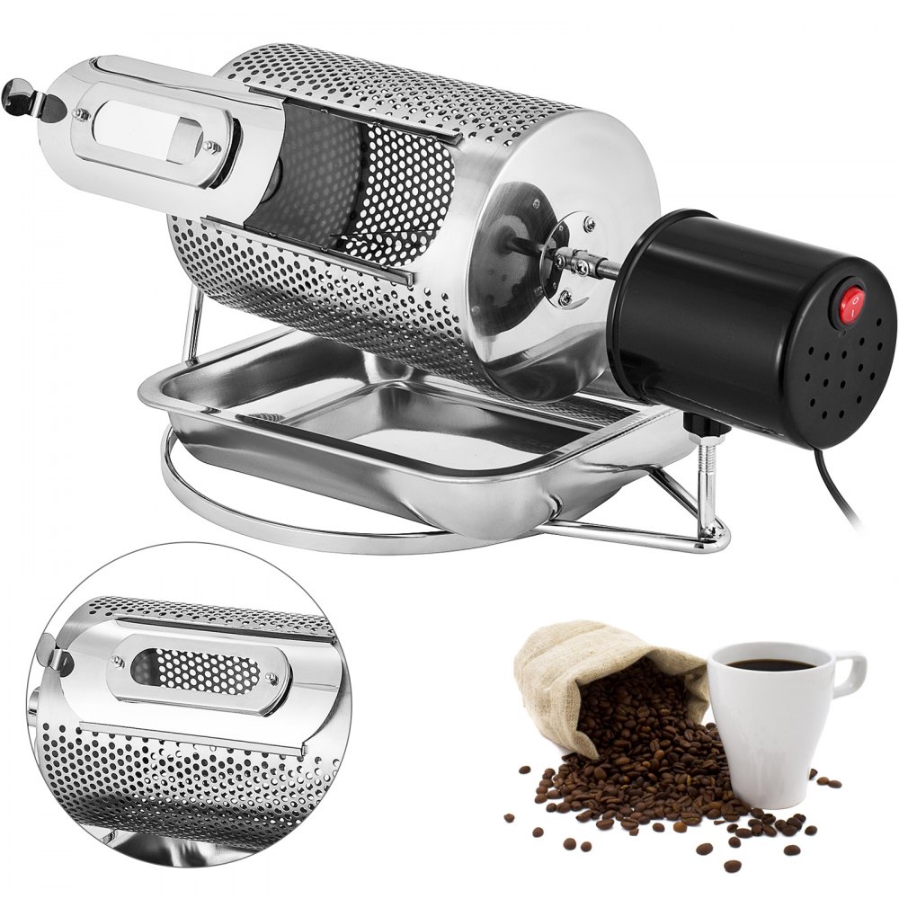 220 V rozsdamentes acél kávébab pörkölő gép kávépörkölő görgős sütő