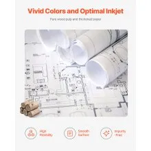 VEVOR Wide Format Paper, 30 in x 500 ft Plotter Roll, 2 Rolls CAD Bond Rolls with 3 in Core, 20 LB Bond Paper Rolls, Ideal for CAD Drawings, Engineering Plans, GIS Maps, and Architectural Designs