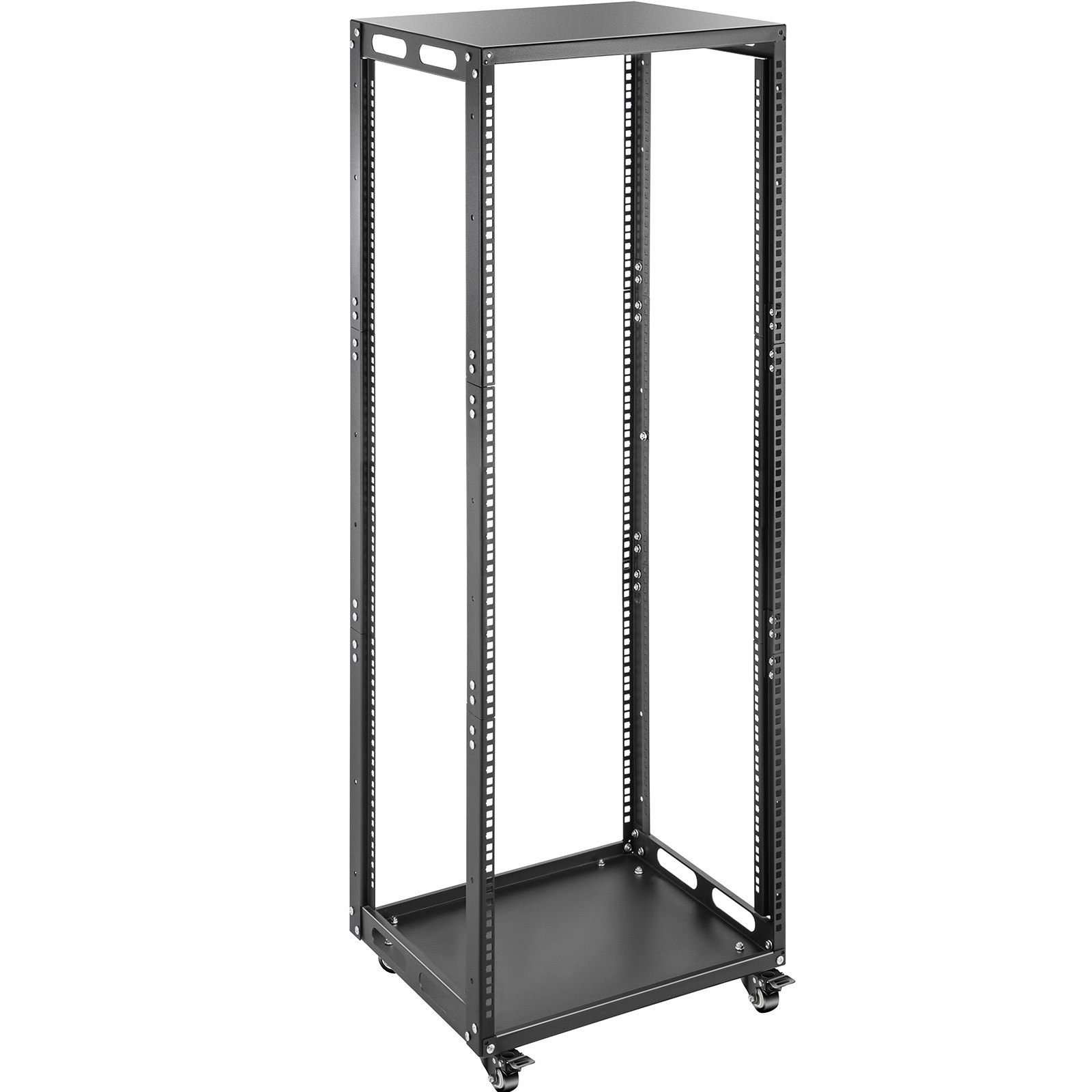 VEVOR Server Rack, 25U Open Frame Rack, 4-Post IT Server Network Relay Rack, 19 Inch Server/Audio Network Equipment Rack Cold Rolled Steel, Heavy Duty Rack w/Casters, Holds Network Servers & AV Gear