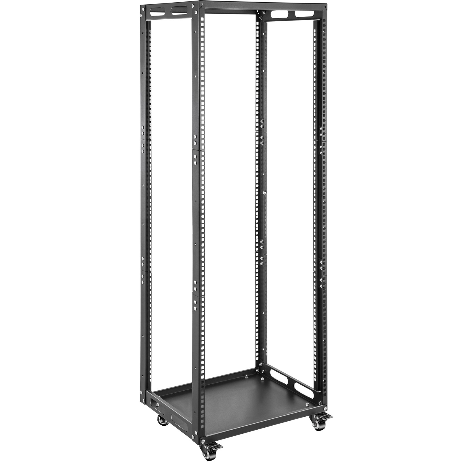 VEVOR Server Rack, 25U Open Frame Rack, 4-Post IT Server Network Relay Rack, 19 Inch Server/Audio Network Equipment Rack Cold Rolled Steel, Heavy Duty Rack w/Casters, Holds Network Servers & AV Gear