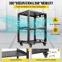 VEVOR Server Rack, 12U Open Frame Rack, 4-Post IT Server Network Relay Rack, 19 Inch Server/Audio Network Equipment Rack Cold Rolled Steel, Heavy Duty Rack w/Casters, Holds Network Servers & AV Gear
