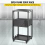 VEVOR 18U 19" Open Frame Rack, 4-Post IT Server Rack, Server/Audio Network Equipment Rack Cold Rolled Steel, Heavy Duty Rack Casters