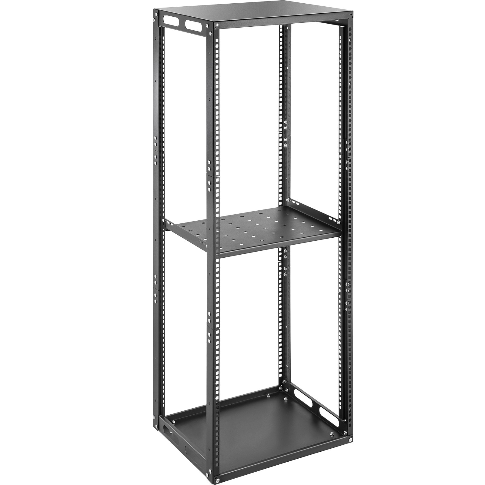 VEVOR Server Rack, 28U Open Frame Rack, 4-Post IT Server Network Relay Rack, 19 Inch Server/Audio Network Equipment Rack Cold Rolled Steel, Heavy Duty Threaded Rack, Holds Network Servers & AV Gear