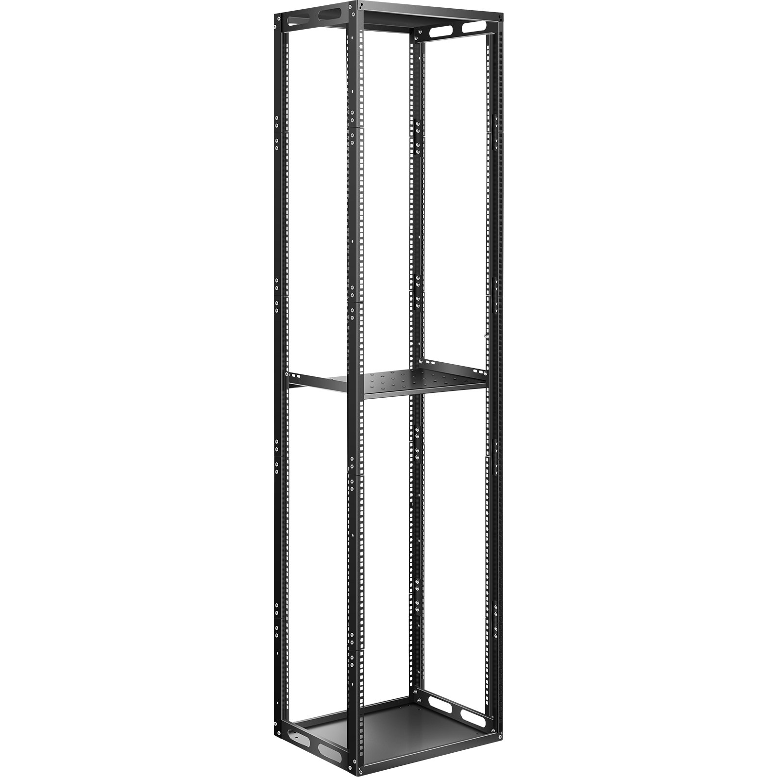 VEVOR Server Rack, 42U Open Frame Rack, 4-Post IT Server Network Relay Rack, 19 Inch Server/Audio Network Equipment Rack Cold Rolled Steel, Heavy Duty Threaded Rack, Holds Network Servers & AV Gear