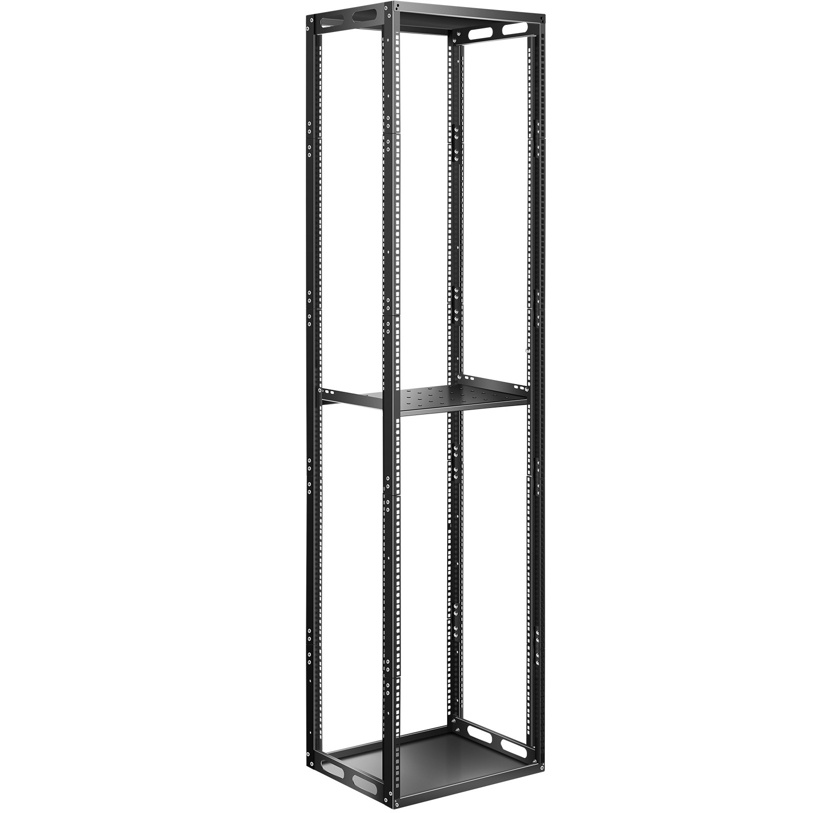 VEVOR Server Rack, 42U Open Frame Rack, 4-Post IT Server Network Relay Rack, 19 Inch Server/Audio Network Equipment Rack Cold Rolled Steel, Heavy Duty Threaded Rack, Holds Network Servers & AV Gear
