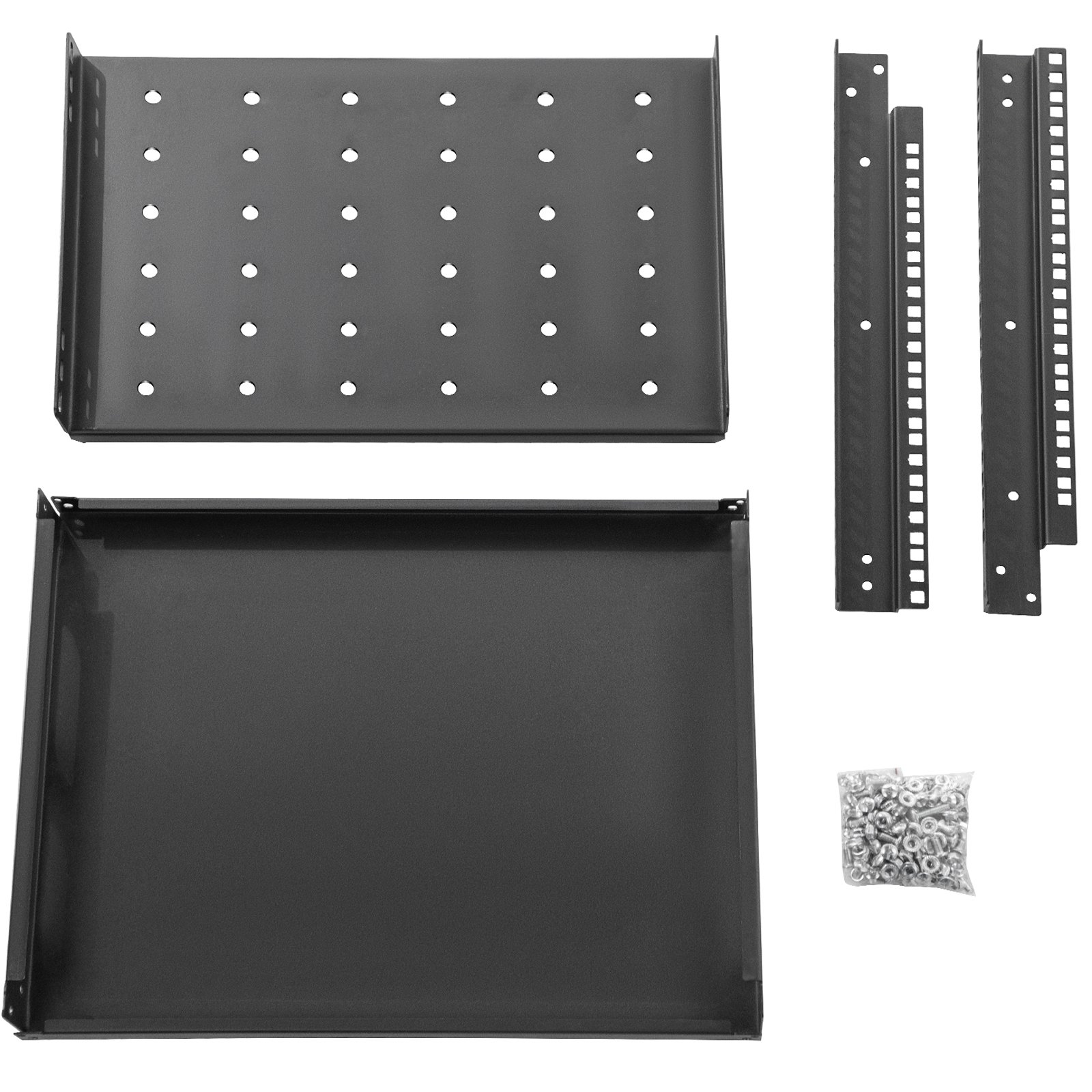 VEVOR Server Rack, 42U Open Frame Rack, 4-Post IT Server Network Relay Rack, 19 Inch Server/Audio Network Equipment Rack Cold Rolled Steel, Heavy Duty Threaded Rack, Holds Network Servers & AV Gear