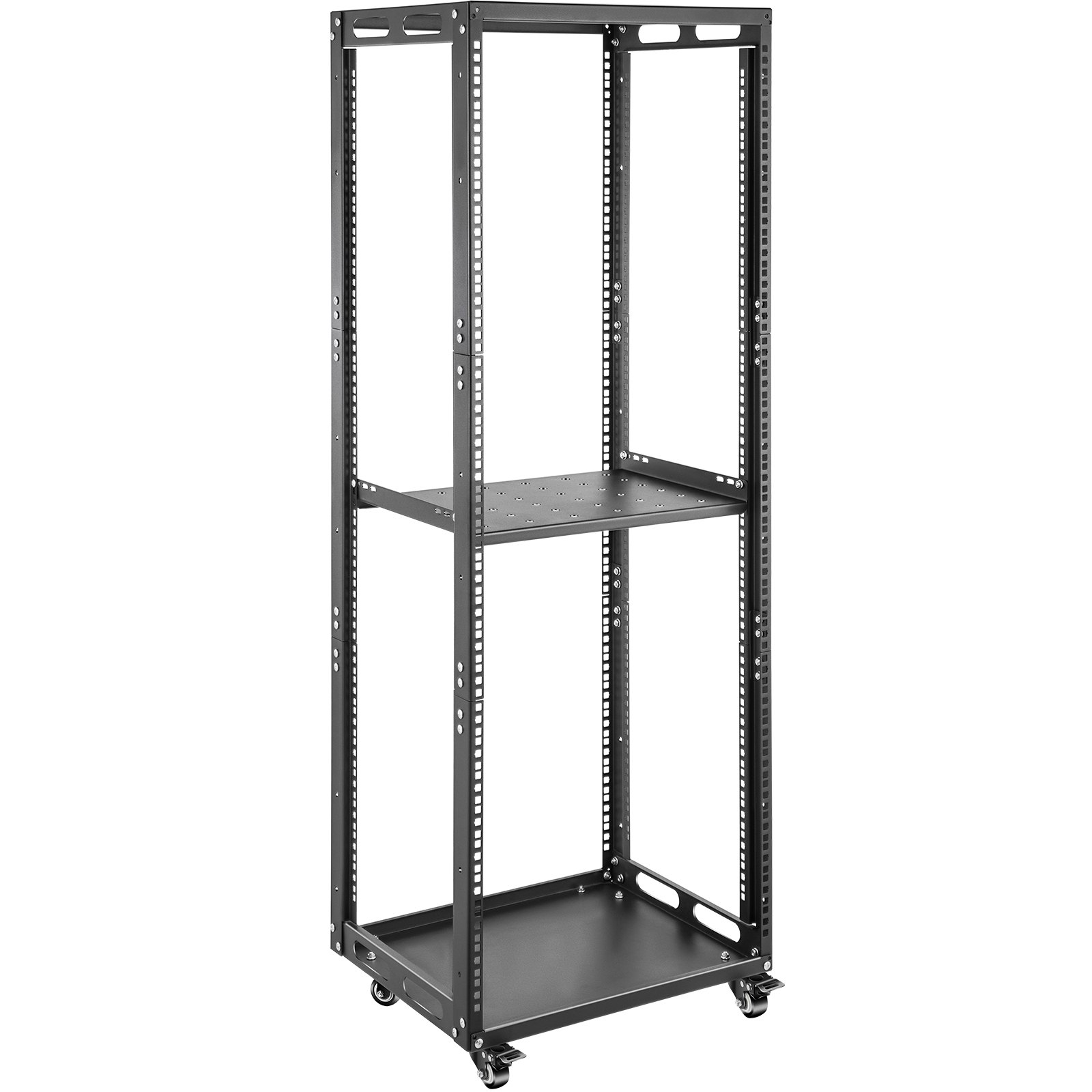 VEVOR Server Rack, 27U Open Frame Rack, 4-Post IT Server Network Relay Rack, 19 Inch Server/Audio Network Equipment Rack Cold Rolled Steel, Heavy Duty Rack w/Casters, Holds Network Servers & AV Gear