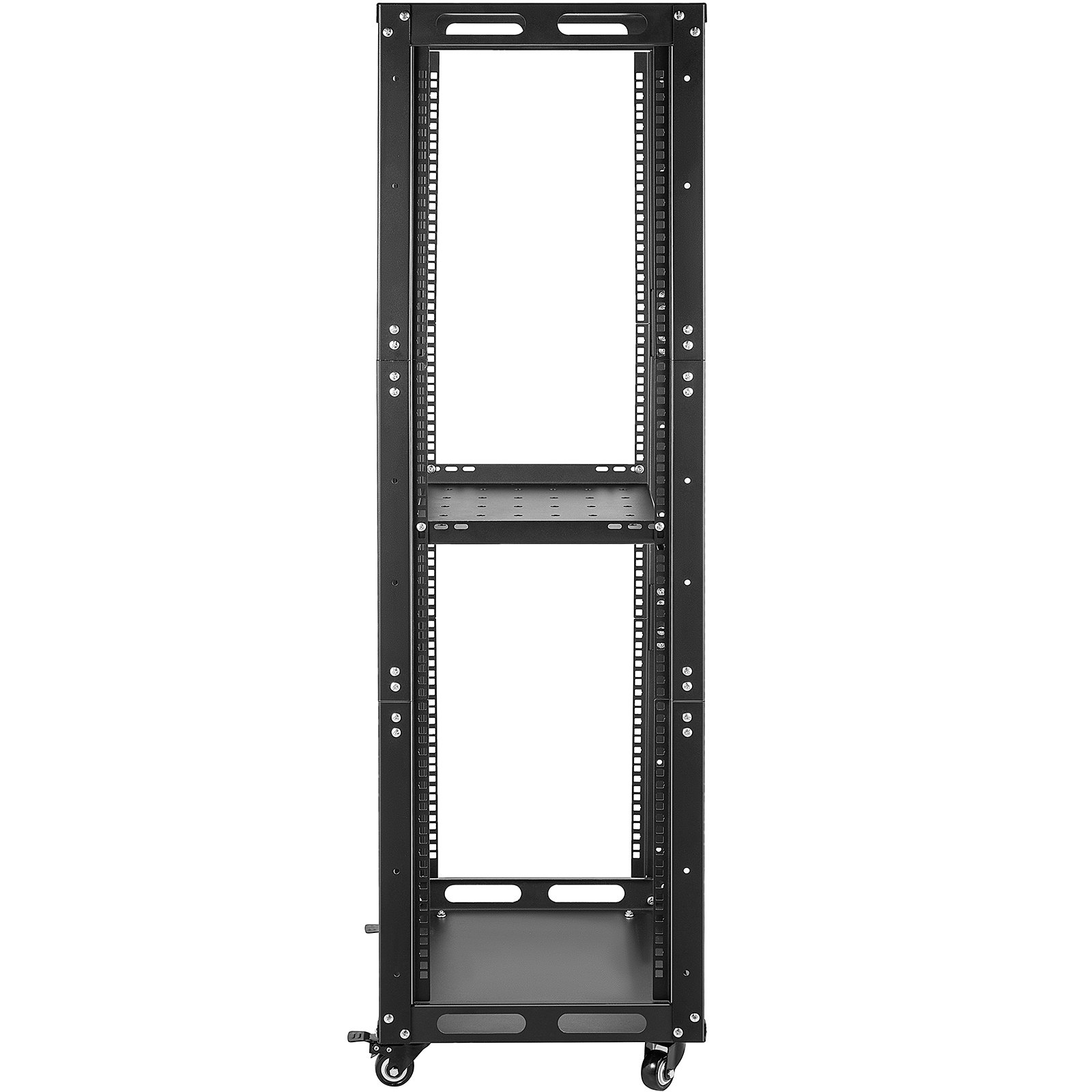 VEVOR Server Rack, 27U Open Frame Rack, 4-Post IT Server Network Relay Rack, 19 Inch Server/Audio Network Equipment Rack Cold Rolled Steel, Heavy Duty Rack w/Casters, Holds Network Servers & AV Gear