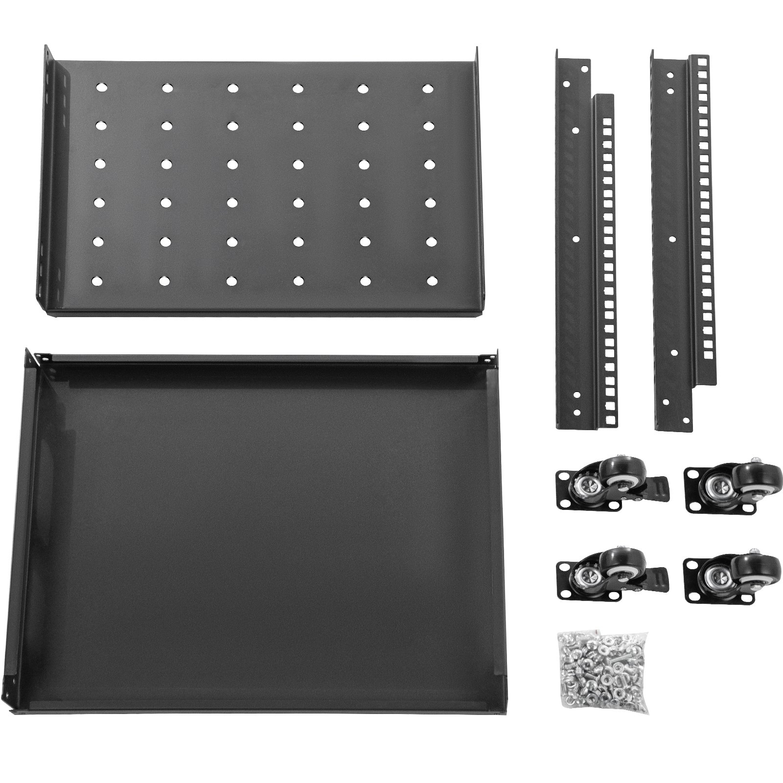 VEVOR Server Rack, 27U Open Frame Rack, 4-Post IT Server Network Relay Rack, 19 Inch Server/Audio Network Equipment Rack Cold Rolled Steel, Heavy Duty Rack w/Casters, Holds Network Servers & AV Gear