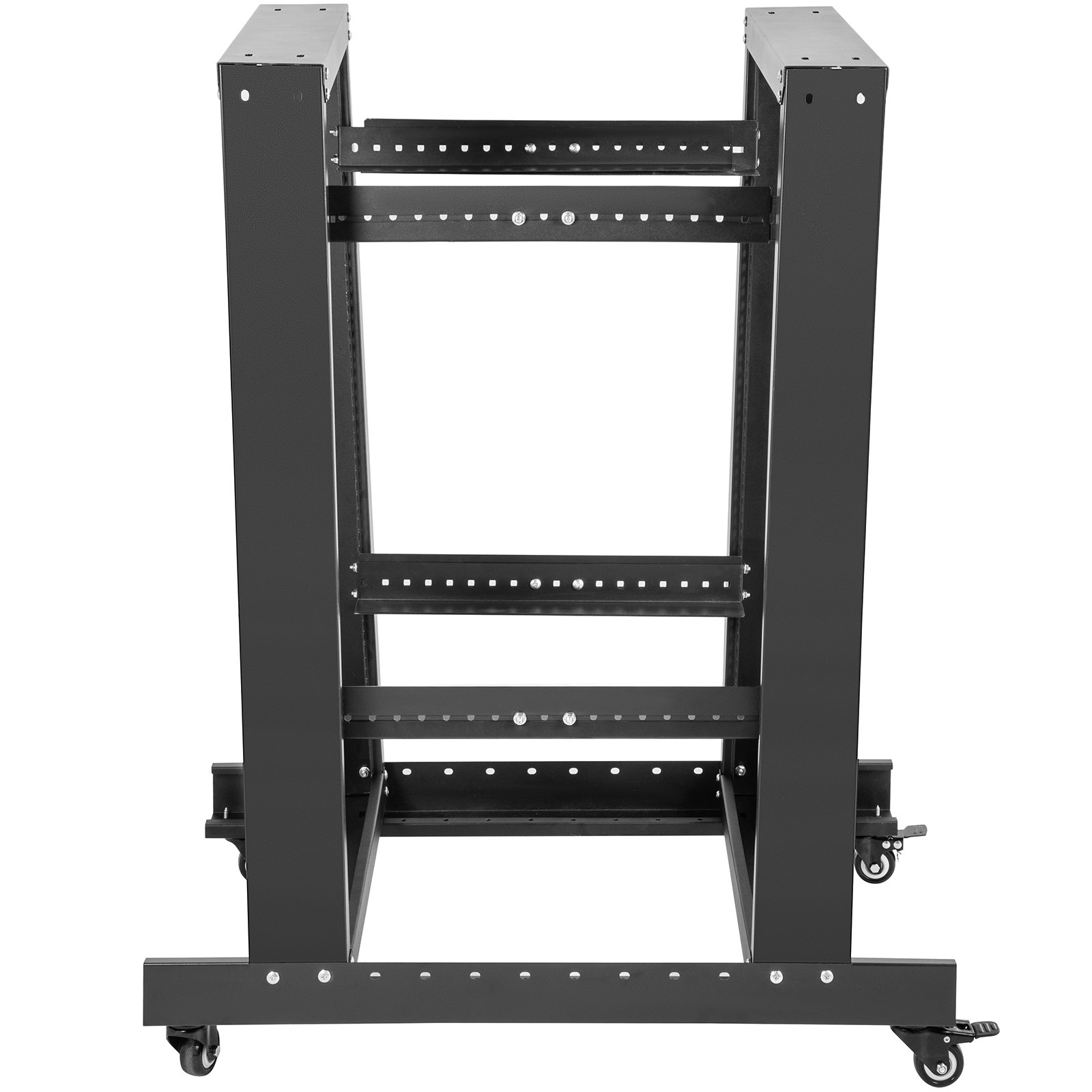 VEVOR Server Rack, 15U Open Frame Rack, 4-Post IT Server Relay Rack, 19" Server/Audio Network Equipment Rack Cold Rolled Steel, 23.5" Deep Heavy Duty Rack w/Casters, Holds Network Servers & AV Gear