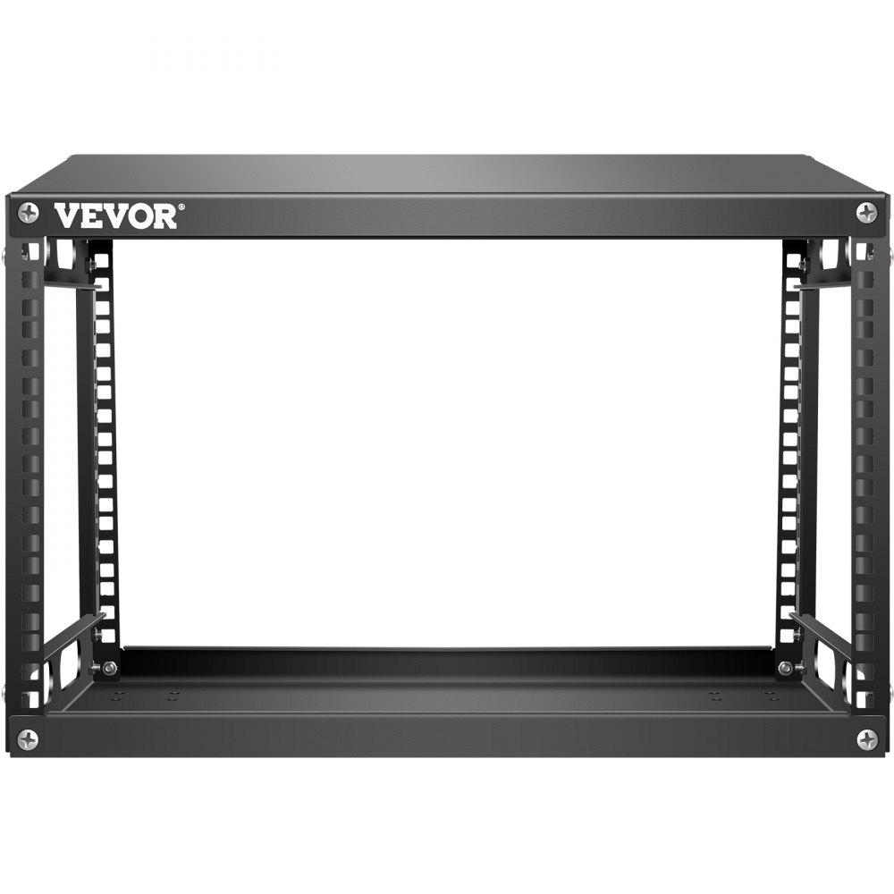 VEVOR Server Rack, 6U Open Frame Rack, 4-Post IT Server Network Relay Rack, 19 Inch Server/Audio Network Equipment Rack Cold Rolled Steel, Heavy Duty Threaded Rack, Holds Network Servers & AV Gear