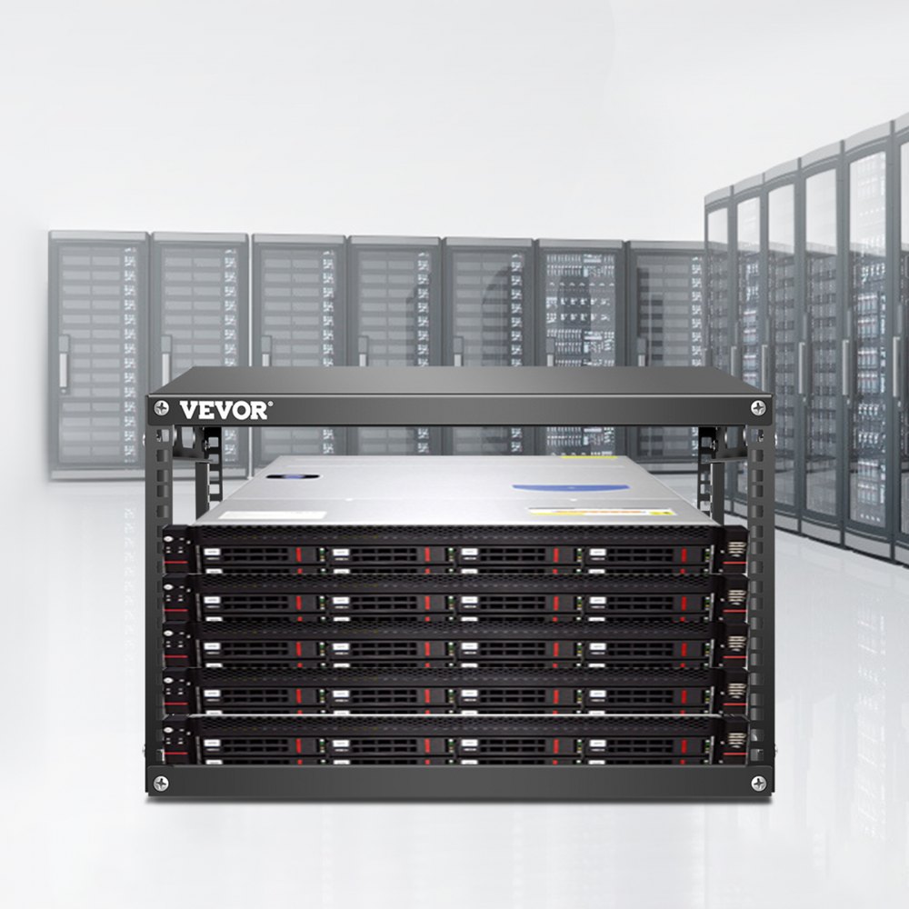 VEVOR Open Frame Server Rack Network Server Rack 6U 4 Post 19"/482mm Relay Rack