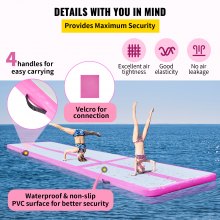 VEVOR 16.4ft Air Track Floor Tumbling Inflatable Gym Mat Gymnastic Pad Yoga Pink