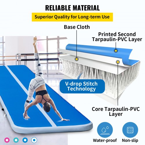 Home Gym 10 Feet Air Track Inflatable Gymnastics Tumbling Mat With