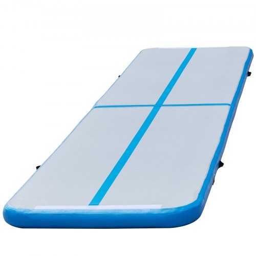 VEVOR 16ft Inflatable Air Gymnastic Mat, 4 inches Thickness Air Tumble Track with Electric Air Pump,Dubrable Material Air Mat for Home Use / Training /Cheerleading / Yoga / Water，Blue