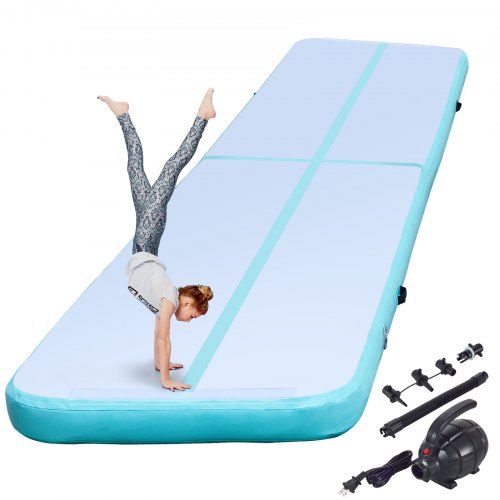 VEVOR Colchoneta Inflable De Gimnasia De Aire De 20 Pies, Pista De Caída De Aire De 4 Pulgadas De Espesor Con Bomba De Aire Eléctrica, Colchoneta De Aire De Material Dubrable Para Uso Doméstico/Entrenamiento/Animadoras/Yoga/Agua,Tiffany