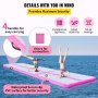 VEVOR 20ft Inflatable Air Gymnastic Mat, 4 inches Thickness Air Tumble Track with Electric Air Pump,Dubrable Material Air Mat for Home Use / Training /Cheerleading / Yoga / Water,Pink