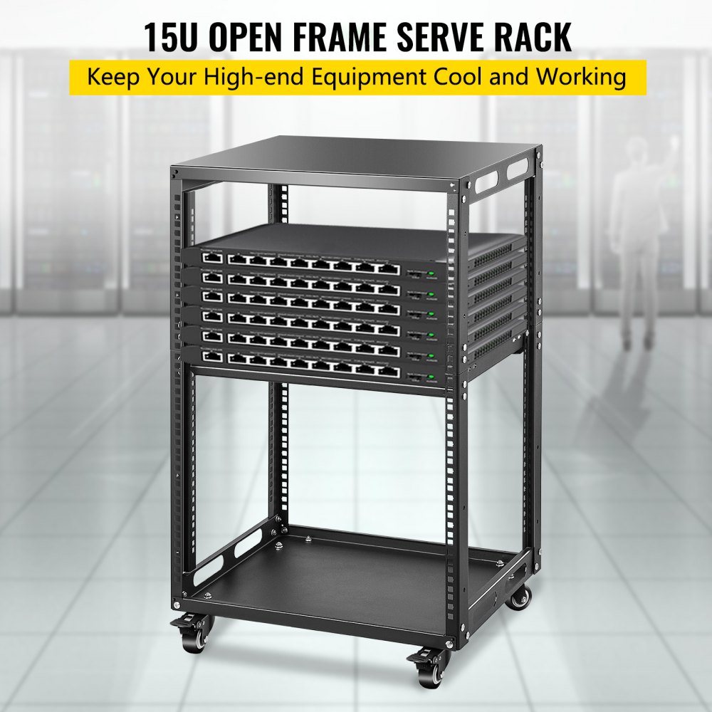 VEVOR Rack de Serveur à Cadre Ouvert 15U 19'' 48,3 cm Rack Ouvert pour  Serveurs