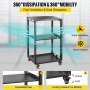 VEVOR Server Rack, 15U 19'' Open Frame Rack, 4-Post IT Server Network Relay Rack, Server/Audio Network Equipment Rack Cold Rolled Steel, Heavy Duty Rack w/Casters
