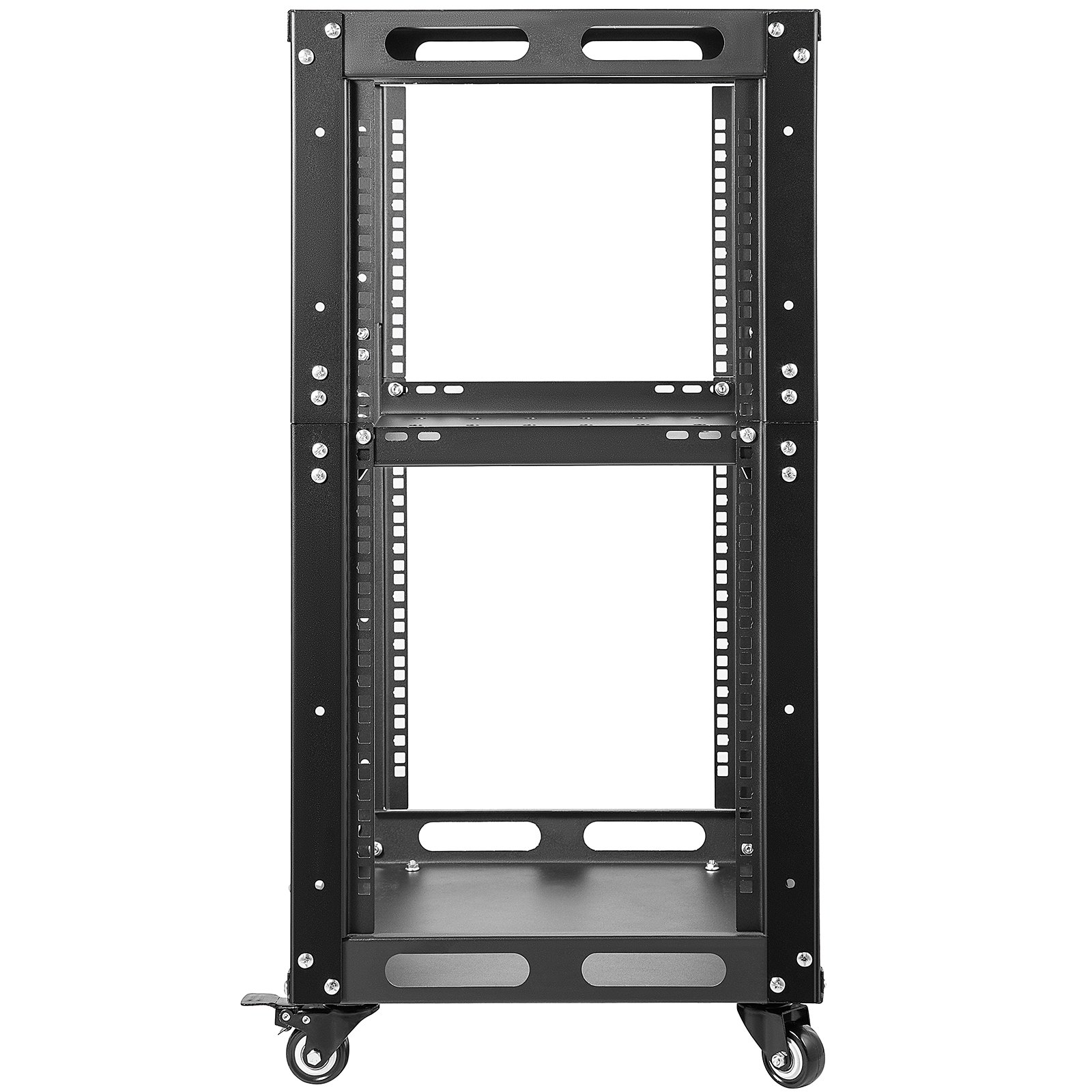 VEVOR Server Rack, 15U 19'' Open Frame Rack, 4-Post IT Server Network Relay Rack, Server/Audio Network Equipment Rack Cold Rolled Steel, Heavy Duty Rack w/Casters