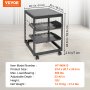 VEVOR server rack dimensions and specs with 12u height, 500 lbs load-bearing capacity, and adjustable depth.