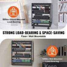 VEVOR 12U Open Frame Server Rack, 15''-40'' Adjustable Depth, Free Standing or Wall Mount Network Server Rack, 4 Post AV Rack with Casters, Holds All Your Networking IT Equipment AV Gear Router Modem