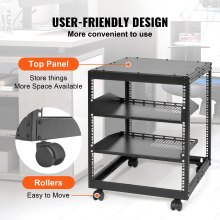 VEVOR 12U Open Frame Server Rack, 15''-40'' Adjustable Depth, Free Standing or Wall Mount Network Server Rack, 4 Post AV Rack with Casters, Holds All Your Networking IT Equipment AV Gear Router Modem