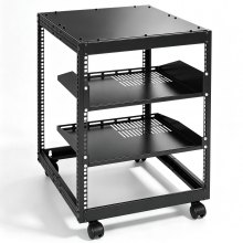 VEVOR 12U Open Frame Server Rack, 23-40 in Adjustable Depth, Free Standing or Wall Mount Network Server Rack, 4 Post AV Rack with Casters, Holds All Your Networking IT Equipment AV Gear Router Modem
