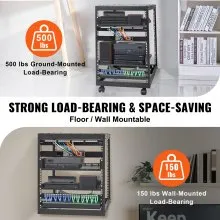VEVOR 15U Rack de servidor de marco abierto, profundidad ajustable de 23'' a 40'', rack de servidor de red independiente o de montaje en pared, rack AV de 4 postes con ruedas, admite todos sus equipos de TI de red, equipo AV, enrutador, módem