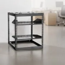 VEVOR 12U Open Frame Network Rack, 23 in Depth, Wall Mounted or Floor Standing Server Rack, Heavy Duty 4 Post, with Vented Shelves & Mounting Hardware, Holds All Your Networking IT Equipment AV Gear