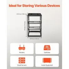 VEVOR 16U Open Frame Network Rack Wall Mounted Server Rack 4 Post with Shelves