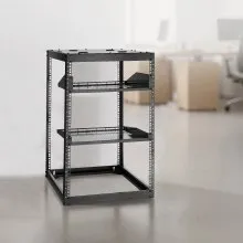 VEVOR 16U Open Frame Network Rack Wall Mounted Server Rack 4 Post with Shelves