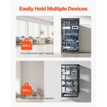 VEVOR 20U Open Frame Network Rack Wall Mounted Server Rack 4 Post with Shelves