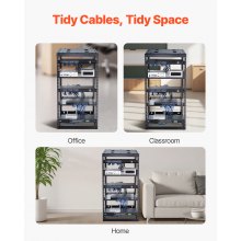 VEVOR 20U Open Frame Network Rack Wall Mounted Server Rack 4 Post with Shelves
