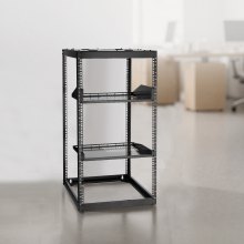 VEVOR 20U Open Frame Network Rack Wall Mounted Server Rack 4 Post with Shelves
