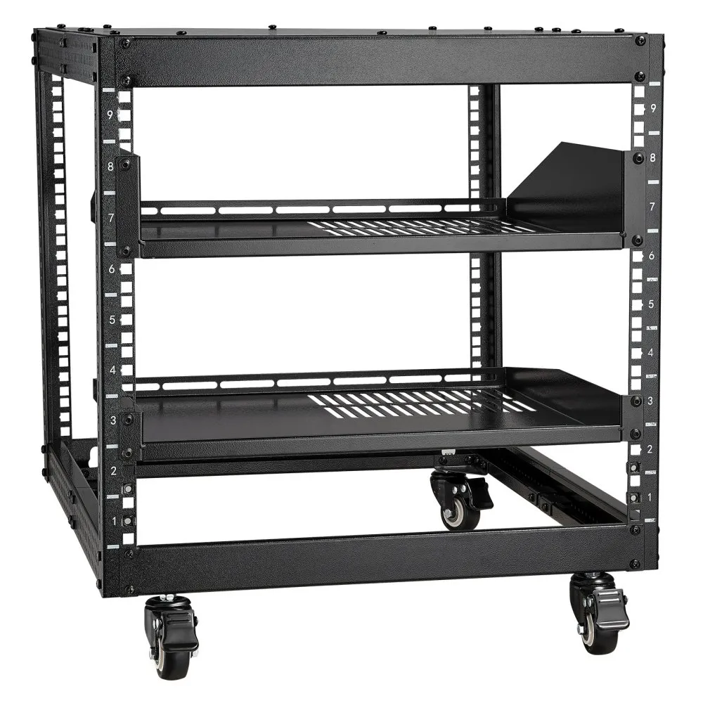 VEVOR 9U 4 Post Open Frame Server Rack Network Enclosure 23''-40'' Adjustable