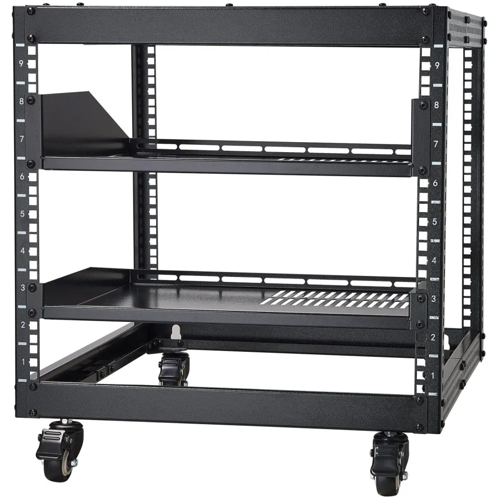 VEVOR 9U 4 Post Open Frame Server Rack Network Enclosure 23''-40'' Adjustable