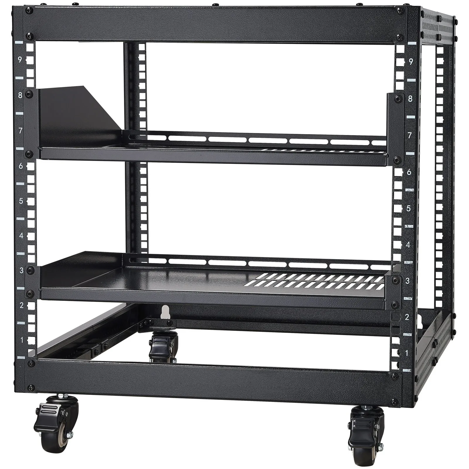 VEVOR 9U 4 Post Open Frame Server Rack Network Enclosure 23''-40'' Adjustable