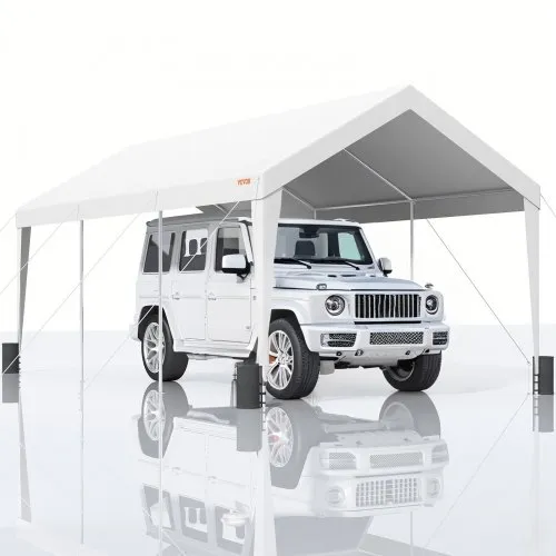VEVOR Carport, 10x20 ft Heavy Duty Car Canopy Garage Boat Shelter Party Tent with 8 Reinforced Poles and 4 Weight Bags, UV Resistant Waterproof All-Season Tarp for SUV, F150, Car, Truck, Boat