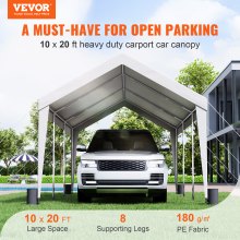 VEVOR Carport, 10x20 fot Heavy Duty Car Canopy Garasje Boat Shelter Partytelt med 8 forsterkede stenger og 4 vektposer, UV-bestandig vanntett presenning for SUV, F150, bil, lastebil, båt