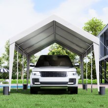 VEVOR Carport, 10x20 fot Heavy Duty Car Canopy Garasje Boat Shelter Partytelt med 8 forsterkede stenger og 4 vektposer, UV-bestandig vanntett presenning for SUV, F150, bil, lastebil, båt