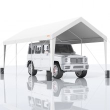 VEVOR Carport, 10x20 fot Heavy Duty Car Canopy Garasje Boat Shelter Partytelt med 8 forsterkede stenger og 4 vektposer, UV-bestandig vanntett presenning for SUV, F150, bil, lastebil, båt