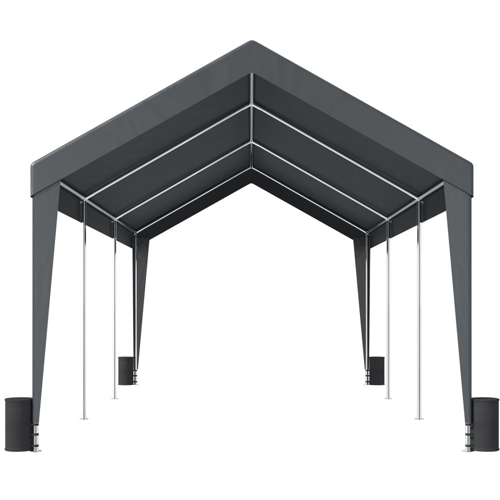 VEVOR carport with metal frame and durable black canopy, providing robust outdoor vehicle protection.