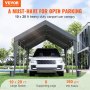VEVOR Carport, Heavy Duty 10 x 20ft Car Canopy, Outdoor Garage Shelter with 8 Reinforced Poles and 4 Weighted Bags, UV Resistant Waterproof Instant Car Garage Tent for Party Garden Boat, Darkgray