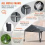 VEVOR carport with all-metal frame, bouncy balls, welding joints, sandbags, and windproof nails.