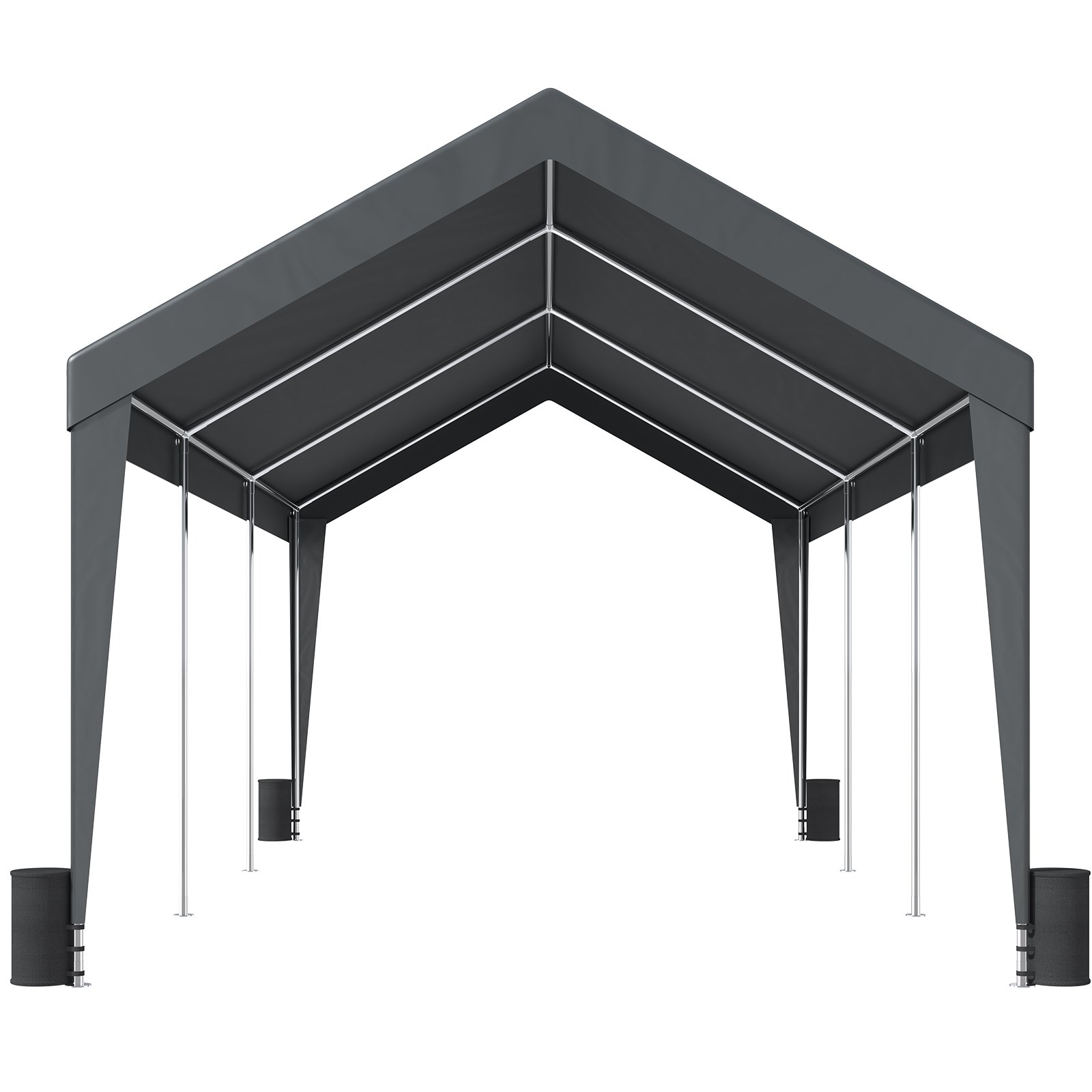 VEVOR carport with metal frame and durable black canopy, providing robust outdoor vehicle protection.