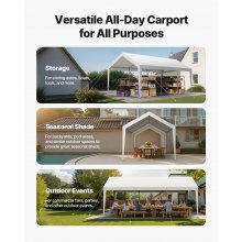 Carport Car Canopy 10 x 20 FT Heavy Duty Portable Car Garage Shelter Tent White