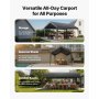 VEVOR Carport, 10 x 20 FT Outdoor Car Canopy, Potable Carport, Heavy Duty Galvanized Car Shelter, UV-Resistant & Water-Resistant, All-Season Protection, Storage Shed for Car Boat Motorcycle Grey